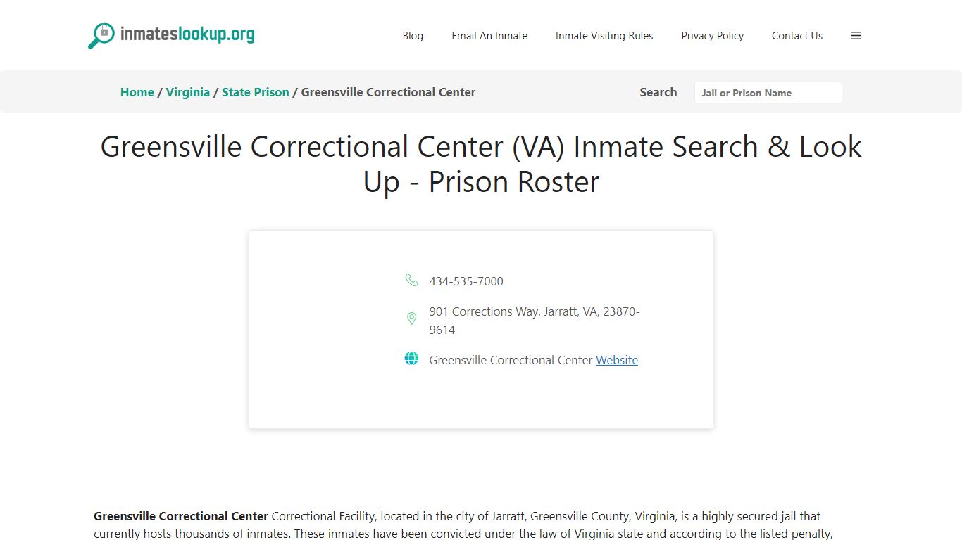 Greensville Correctional Center (VA) Inmate Search & Look Up - Prison ...